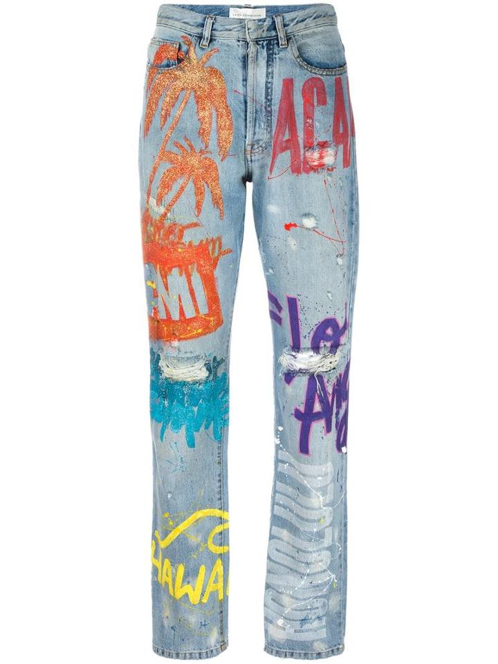 Faith Connexion Multiple Prints Boyfriend Jeans, Women's, Size: 26, Blue, Cotton