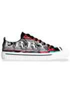 Burberry Doodle Print Coated Cotton Sneakers - Black