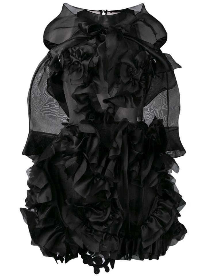 Ermanno Scervino Ruffles And Swirl Mini Dress - Black