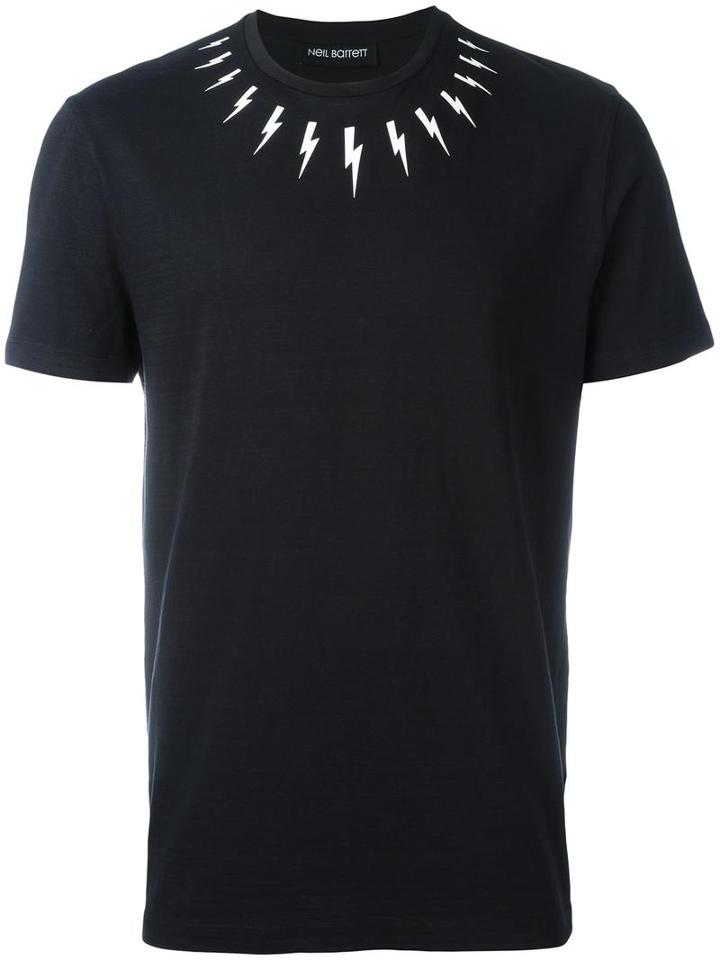 Neil Barrett Lightning Bolt T-shirt, Men's, Size: Medium, Black, Cotton