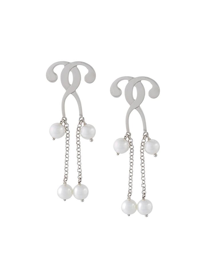 Moschino Pearl Drop Earrings, Women's, Metallic