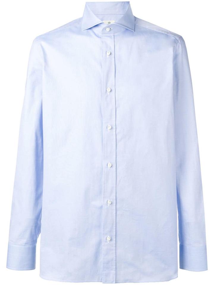 Borrelli Plain Button Shirt - Blue