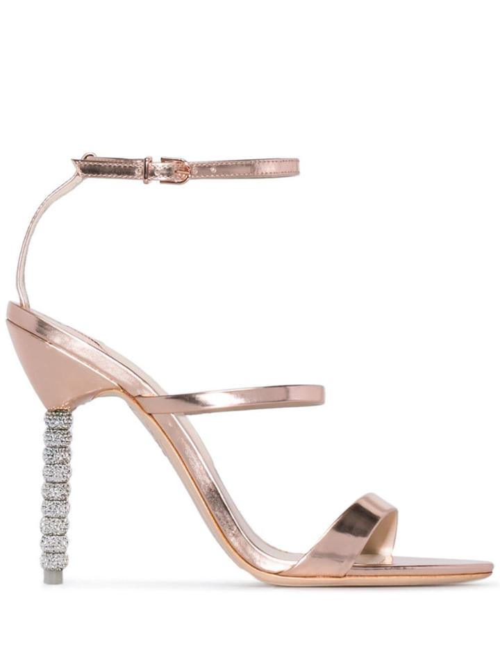 Sophia Webster Rose Gold Rosalind Crystal Embellished Strappy Leather