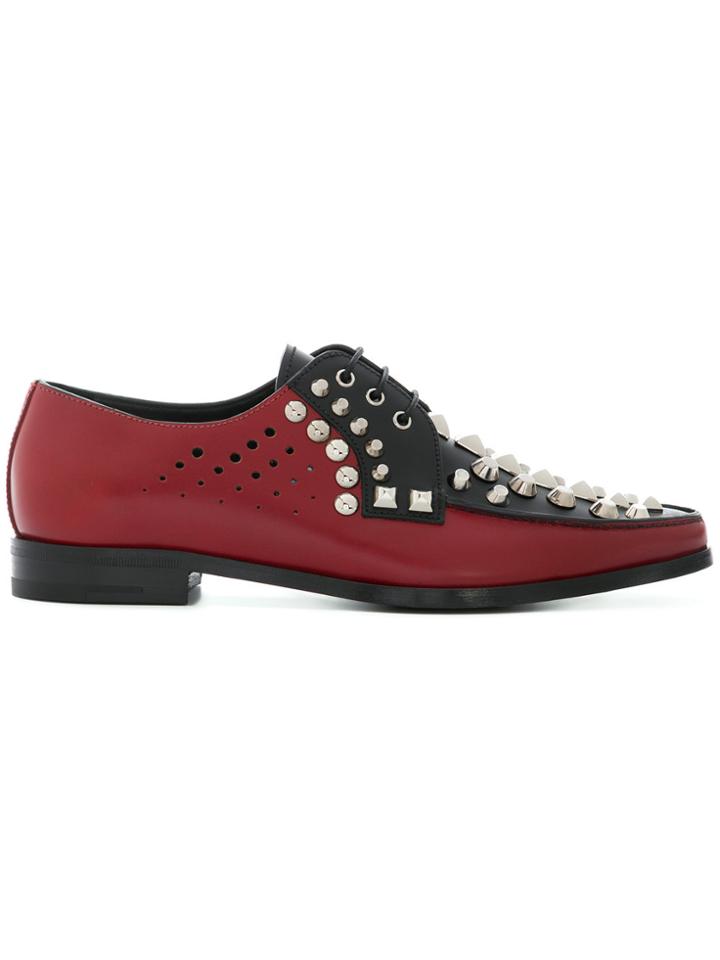 Prada Studded Oxford Shoes - Red