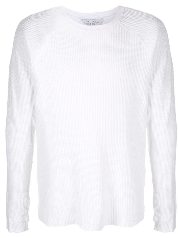 Unused Long-sleeve Waffle Texture T-shirt - White