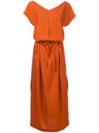 En Route - Mid-length Tie-waist Dress - Women - Lyocell - One Size, Yellow/orange, Lyocell