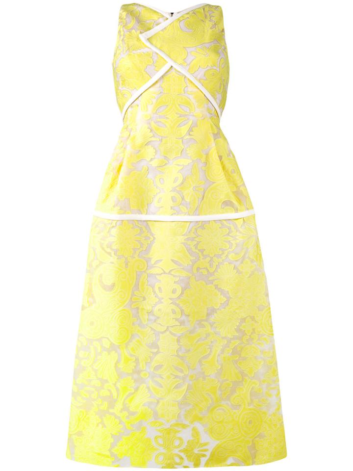 Roland Mouret Letwell Sleeveless Brocade Dress - Yellow & Orange