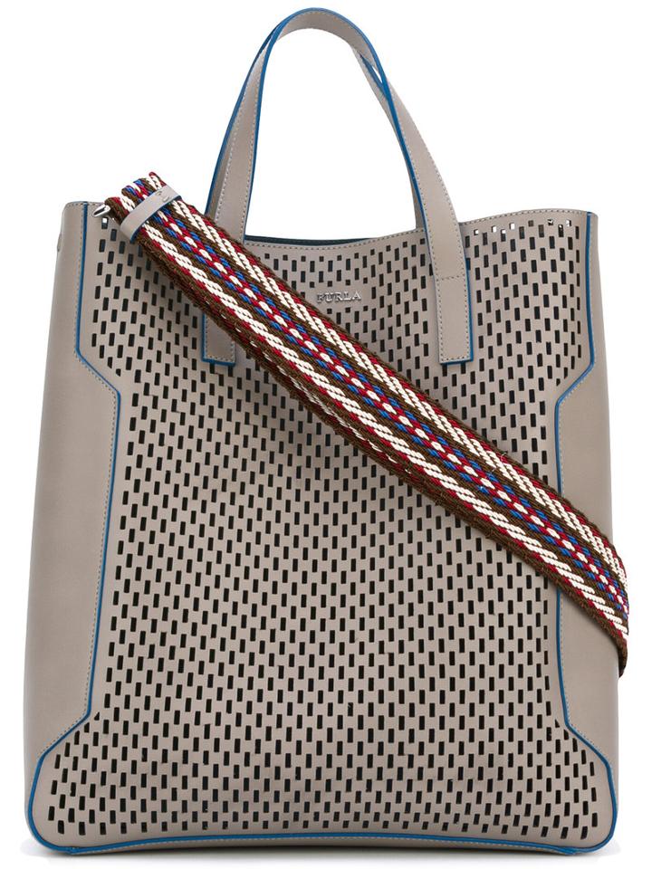 Furla - Perforated Tote - Men - Leather - One Size, Grey, Leather