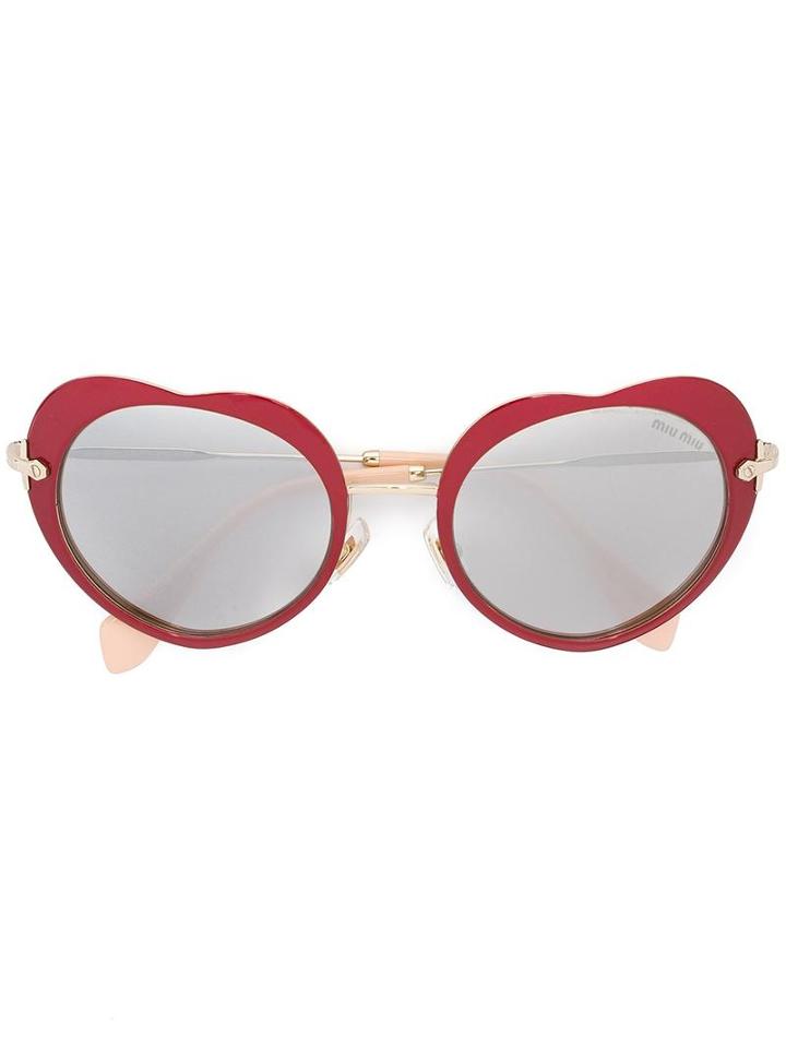Miu Miu Eyewear Heart Shaped Sunglasses, Women's, Red, Acetate/metal (other)