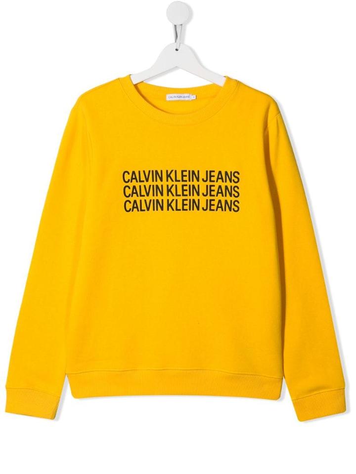 Calvin Klein Kids Teen Printed Logo Sweatshirt - Yellow