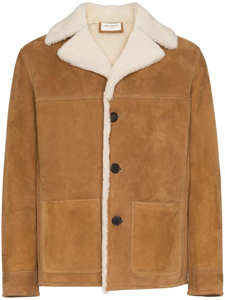 Saint Laurent Trapper Shearling Jacket - Neutrals