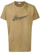 Saint Laurent Striped Logo Print T-shirt - Green