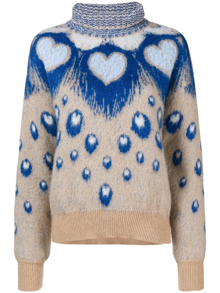 Just Cavalli Heart Intarsia Turtleneck Sweater - Nude & Neutrals