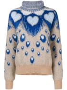 Just Cavalli Heart Intarsia Turtleneck Sweater - Nude & Neutrals