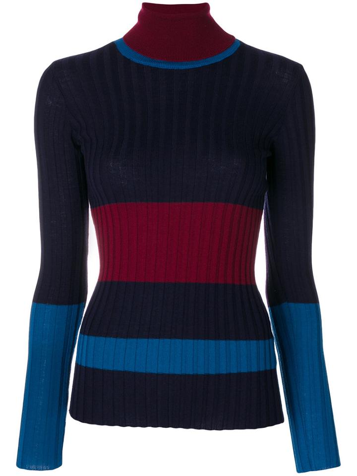 Erika Cavallini - Turtleneck Slim-fit Jumper - Women - Virgin Wool - L, Blue, Virgin Wool