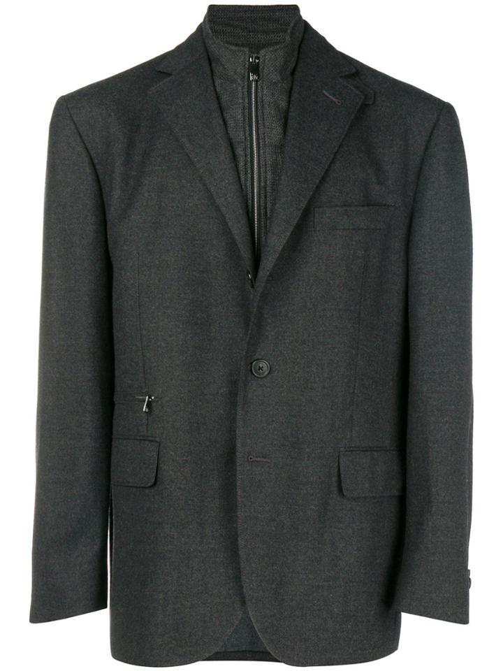 Corneliani Funnel Neck Blazer - Grey