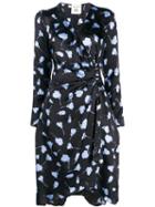 Semicouture Floral Patterned Wrap Dress - Blue