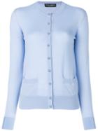 Dolce & Gabbana - Crystal Button Cardigan - Women - Cashmere - 40, Blue, Cashmere