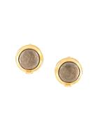 Chanel Pre-owned Round Stone Cc Earrings - Grey