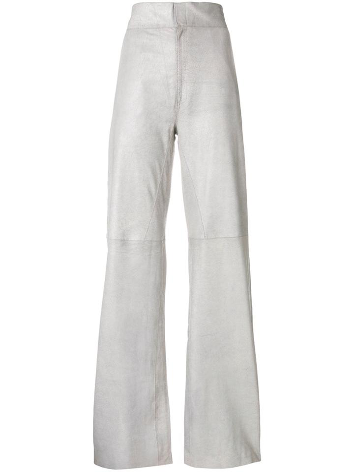 Vanderwilt High Rise Leather Trousers - Grey