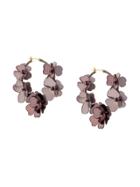 Oscar De La Renta Floral Hoop Earrings - Grey