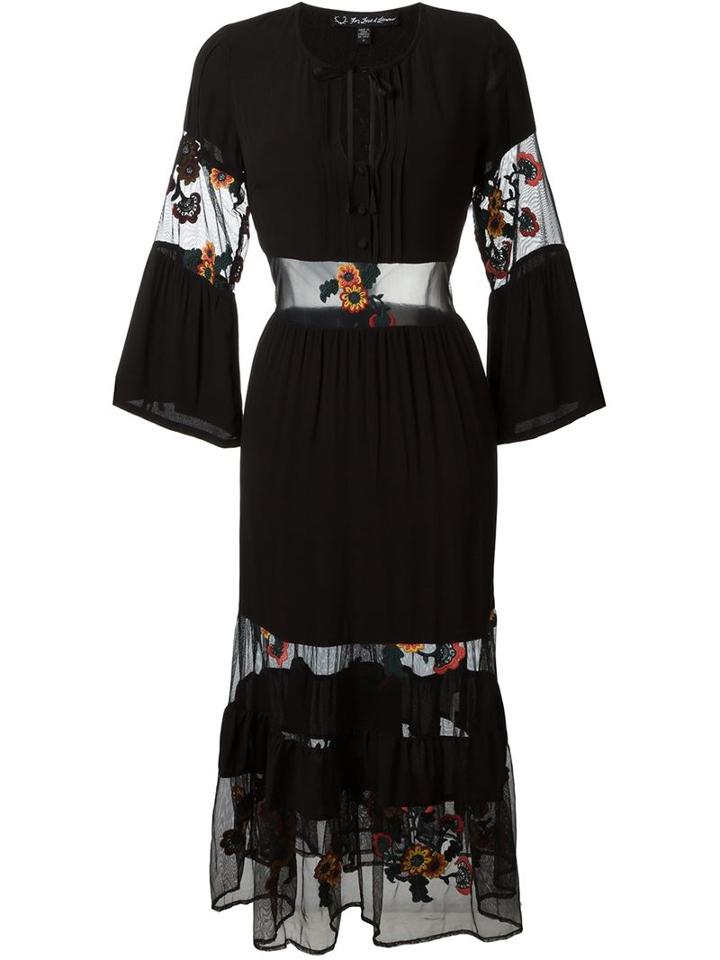 For Love And Lemons Sheer Panel Embroidered Dress