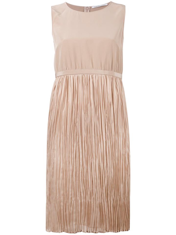 Agnona Pleated Dress, Women's, Size: 42, Nude/neutrals, Silk/cupro