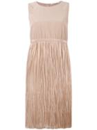 Agnona Pleated Dress, Women's, Size: 42, Nude/neutrals, Silk/cupro