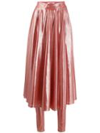 Msgm Pleated Shine-effect Skirt - Pink