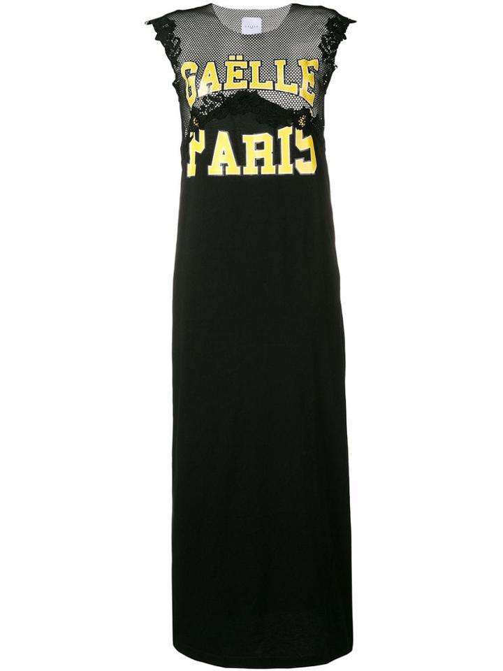 Gaelle Bonheur Panelled Logo Maxi Dress - Black