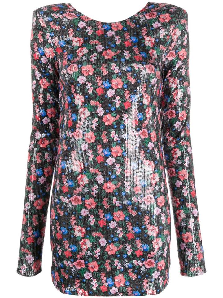 Andamane Sequin Floral Dress - Black