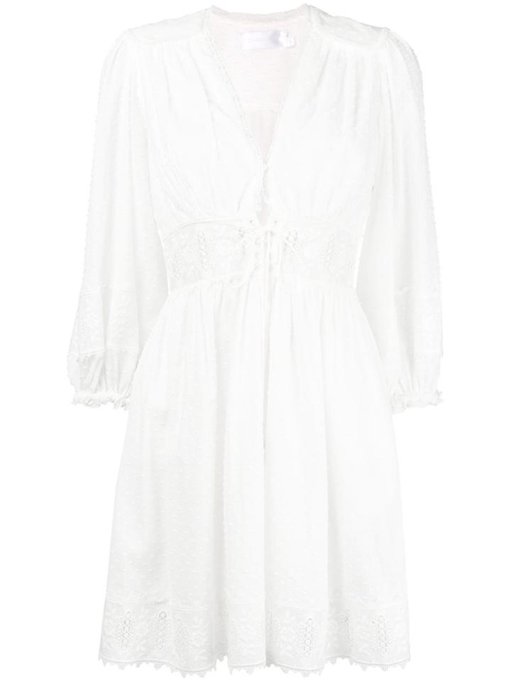 Zimmermann Embroidered Detail Short Dress - White