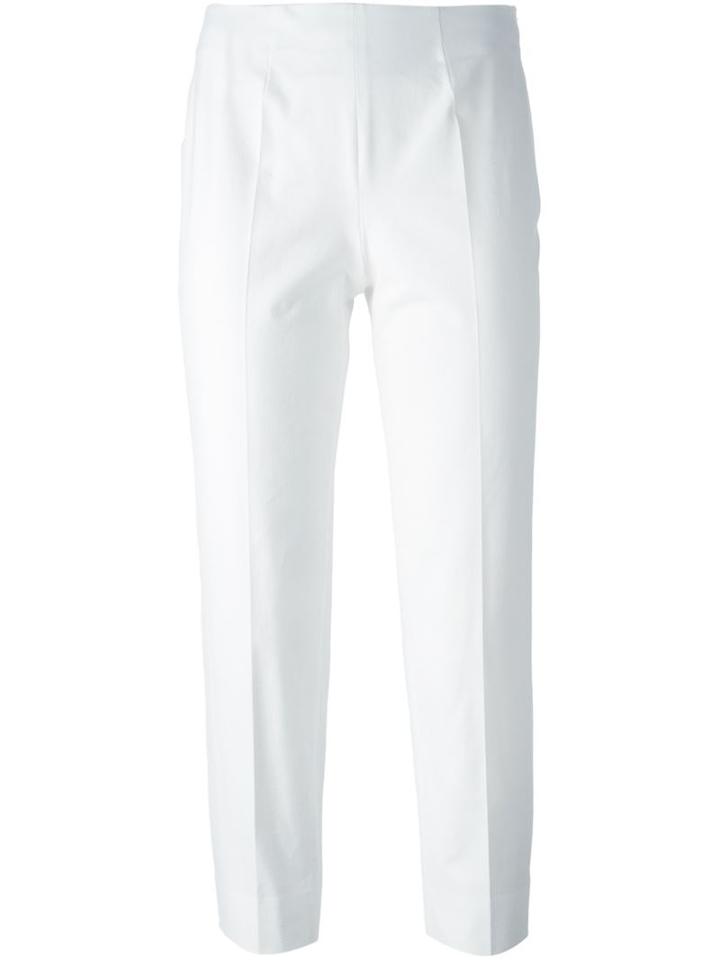 Piazza Sempione Cropped Trousers, Women's, Size: 46, White, Cotton/spandex/elastane