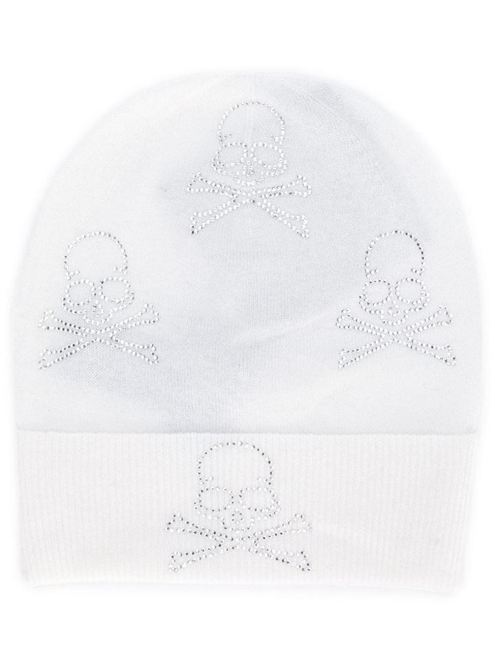 Philipp Plein Microstud Skull Beanie - White