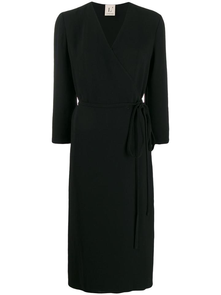 L'autre Chose Wrap Midi Dress - Black