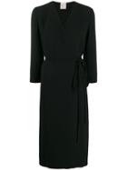 L'autre Chose Wrap Midi Dress - Black