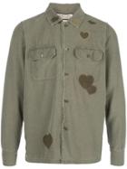 Remi Relief Heart Print Button-up Shirt - Green