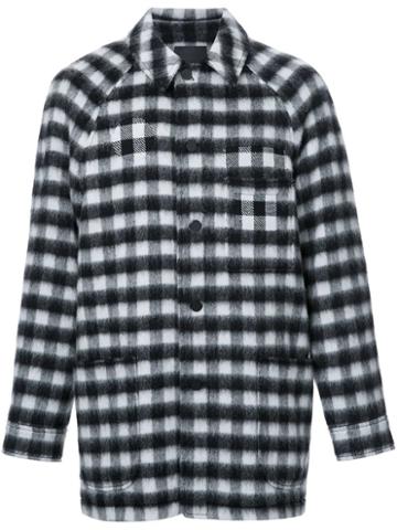 Alexander Wang Checked Patchwork Coat, Men's, Size: 48, Black, Acrylic/nylon/mohair/wool