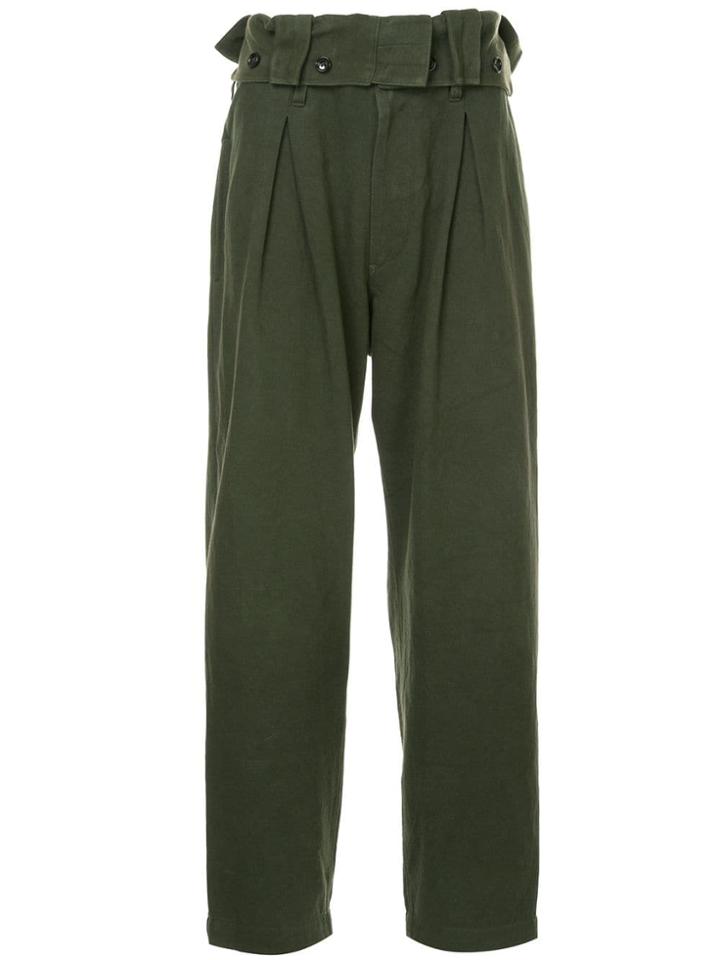 Yohji Yamamoto Vintage High Waisted Pleated Trousers - Green