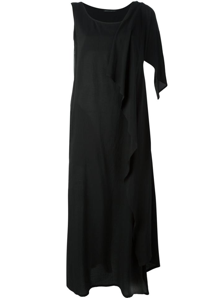 Yohji Yamamoto Draped Shoulder Shift Dress - Black