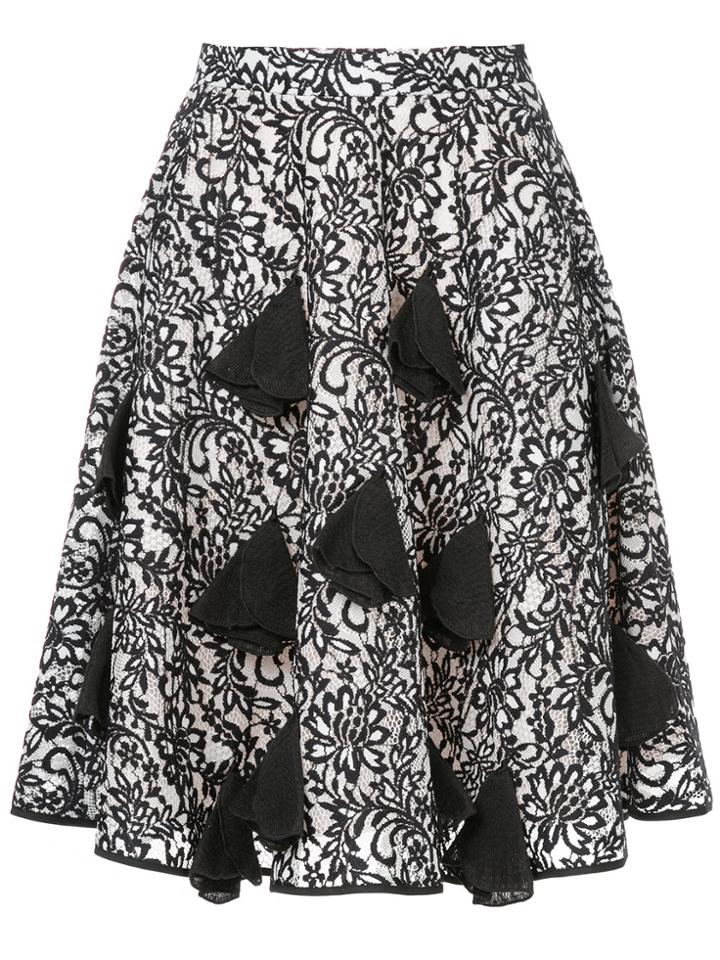 Mikio Sakabe High-waisted Floral Embroidered Skirt - White