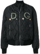 Dolce & Gabbana Appliqué Logo Bomber Jacket - Black