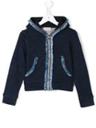 Moncler Kids Frayed Details Hoodie, Girl's, Size: 12 Yrs, Blue
