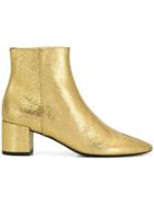 Saint Laurent Cracked Texture Ankle Boots - Gold
