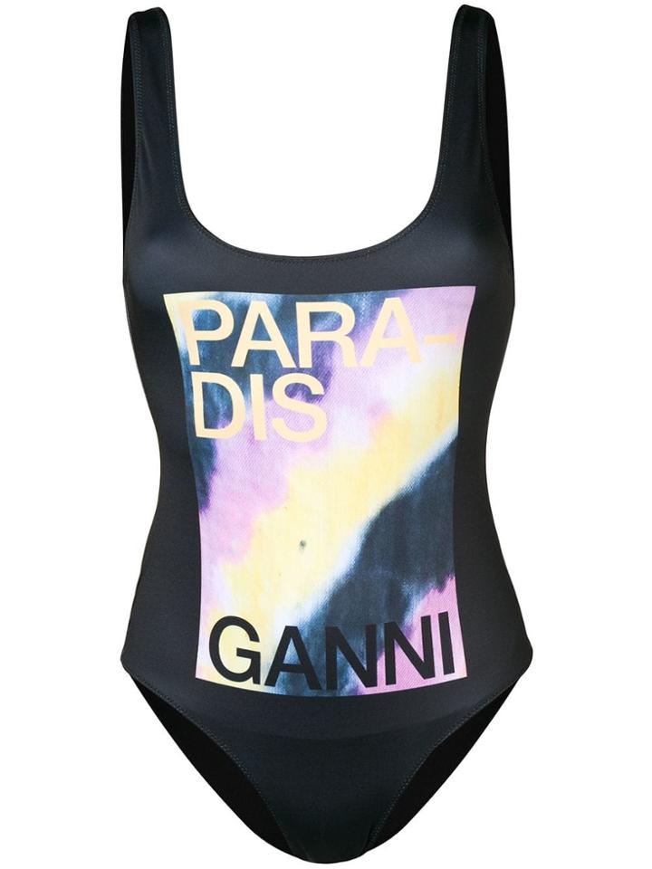 Ganni Graphic Print One Piece - Black