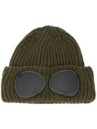 Cp Company Ribbed Beanie With Smoked Lenses - Green
