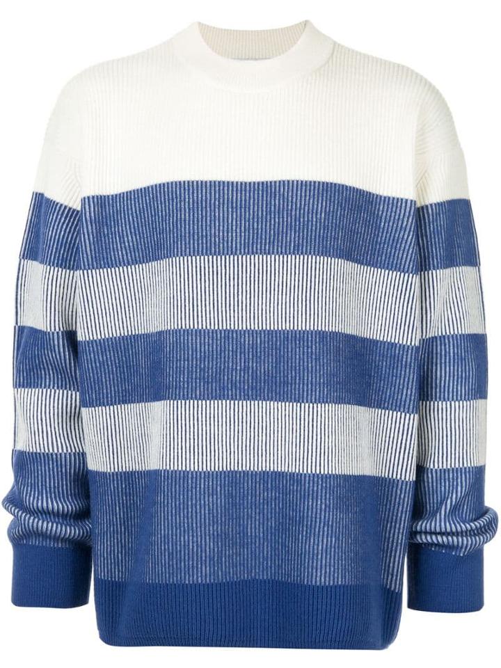 Ck Calvin Klein Striped Long-sleeve Jumper - White