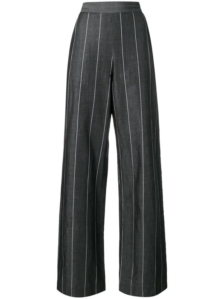 Piazza Sempione Striped Wide Leg Trousers - Grey
