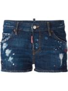 Dsquared2 Distressed Denim Shorts, Women's, Size: 42, Blue, Cotton/spandex/elastane
