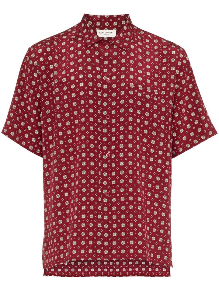 Saint Laurent Stained Glass Window Print Silk Shirt - Red